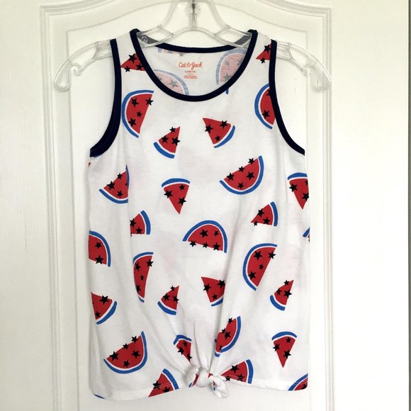 Cat & Jack Watermelon Tank Top Tie Front L (10/12)
